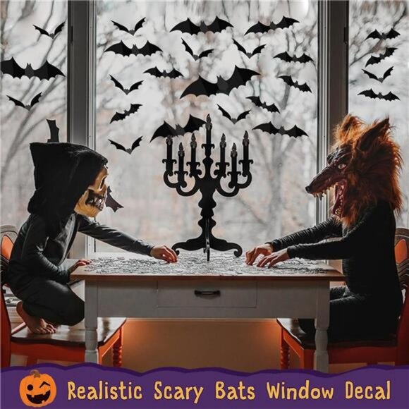 Bats Wall Decor 120PCS Halloween Decoration Bats Realistic PVC 3D Black Scary - Picture 3 of 7